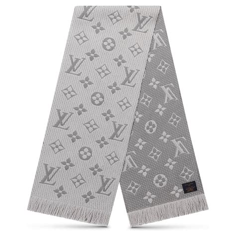 louis vuitton logo grey scarf|Louis Vuitton wool scarf.